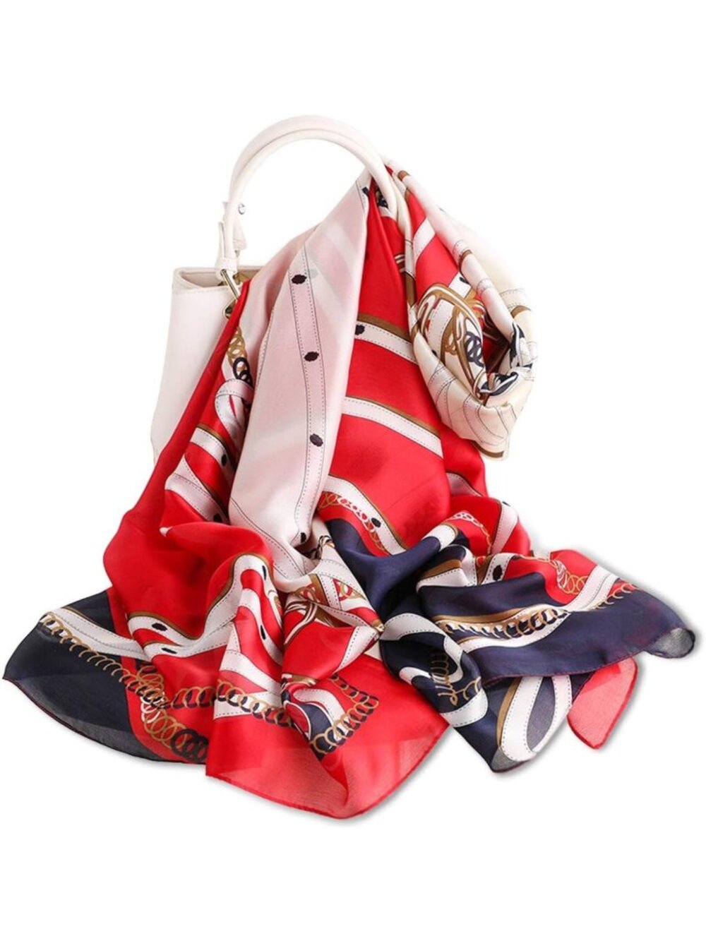 Elegant Vintage Printed Silk Scarf | Large Square Shawl Wrap | Fashion